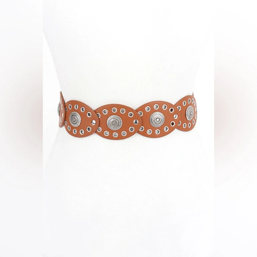 Vegan Leather Western Concho Statement Belt